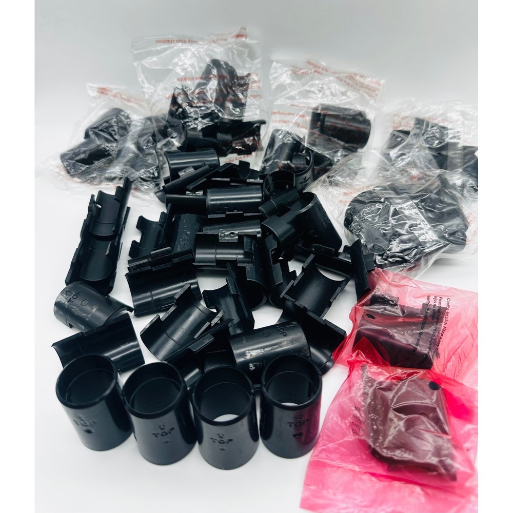 Lot of 45 Pairs Wire Shelving Plastic Sleeve Replacement Clips 1" Post Black
